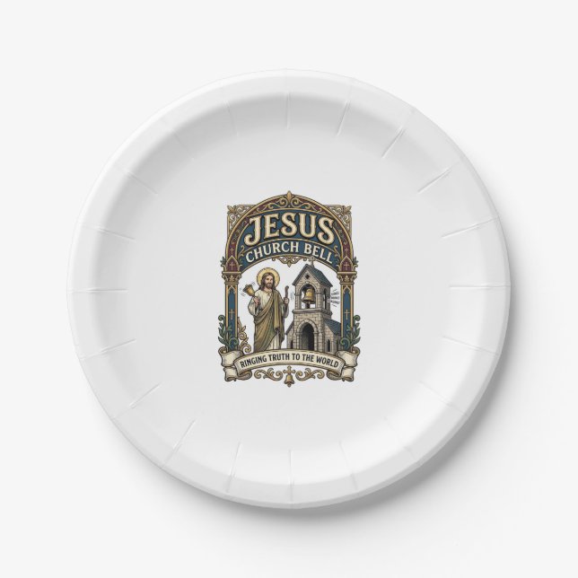 Jesus-Kirche Glocke Jesus-Kirche Glocke Christlich Pappteller (Vorderseite)