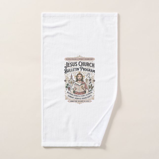 Jesus-Kirchen-Bulletin-Programm Jesus-Kirchen-Bull Handtuch (Handtuch)