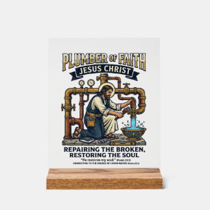 Jesus Klempner Grafik T-Shirt Christliche Kunst_1 Acrylschild