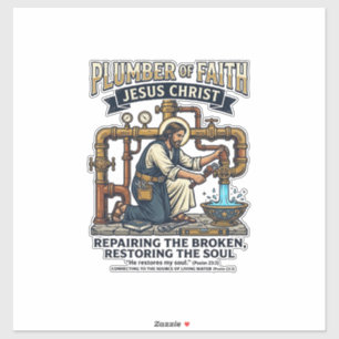 Jesus Klempner Grafik T-Shirt Christliche Kunst_1 Aufkleber