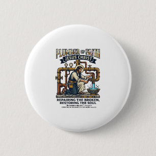 Jesus Klempner Grafik T-Shirt Christliche Kunst_1 Button