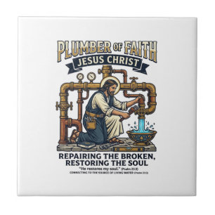 Jesus Klempner Grafik T-Shirt Christliche Kunst_1 Fliese