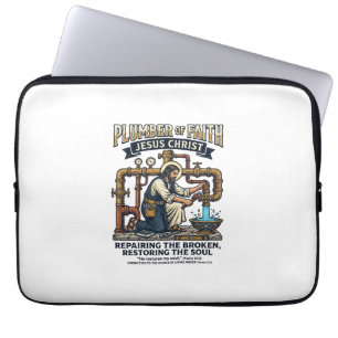 Jesus Klempner Grafik T-Shirt Christliche Kunst_1 Laptopschutzhülle