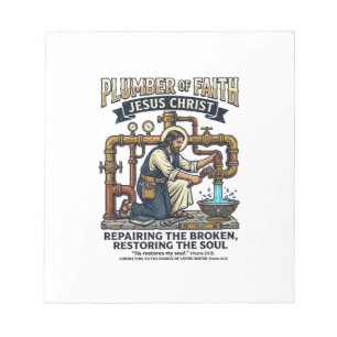 Jesus Klempner Grafik T-Shirt Christliche Kunst_1 Notizblock