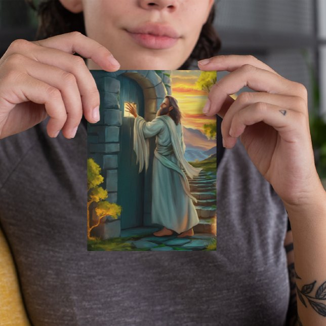 Jesus klopft an einer rustikalen Tür Karte (Von Creator hochgeladen)
