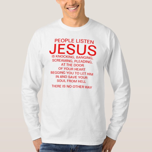 JESUS KLOPFT AN IHREM HERZEN T-Shirt (Vorderseite)