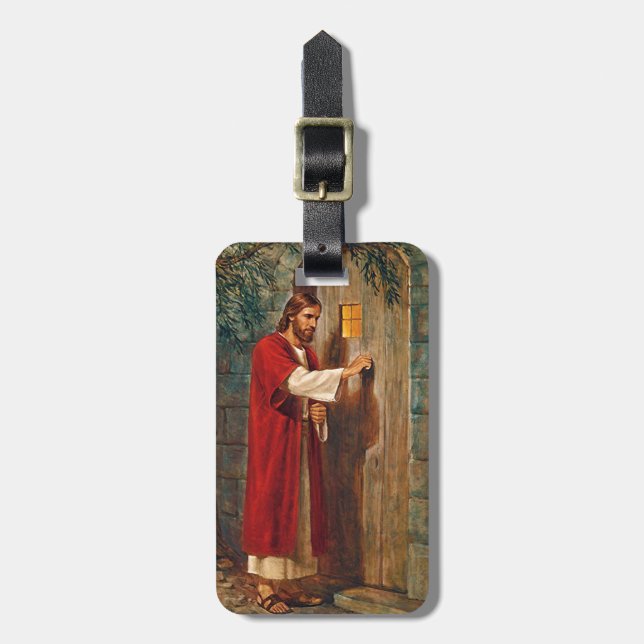 Jesus klopft auf der Tür Gepäckanhänger (Vorderseite vertikal)