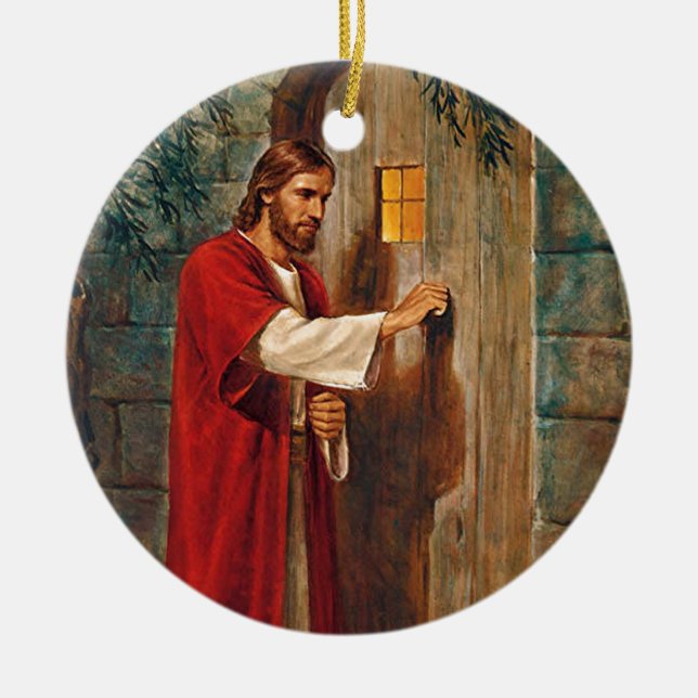 Jesus klopft auf der Tür Keramik Ornament (Vorne)