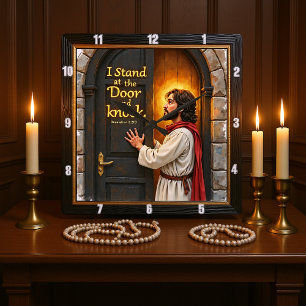 Jesus klopft: Öffne dein Herz Quadratische Wanduhr