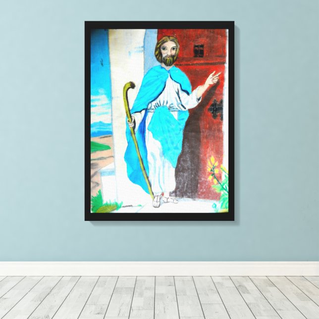 JESUS KNOCKS Leinwand (Insitu (Holzboden))