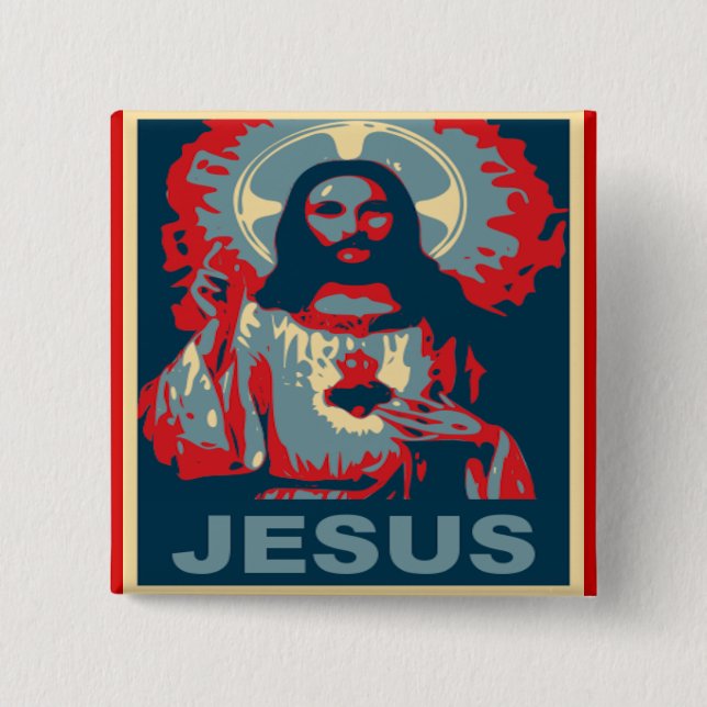 Jesus-Knopf (Obama-Art) Button (Vorderseite)