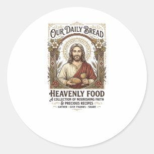 Jesus-Kochbuch Rezeptkarte Ästhetik Vintage-Shirt Runder Aufkleber