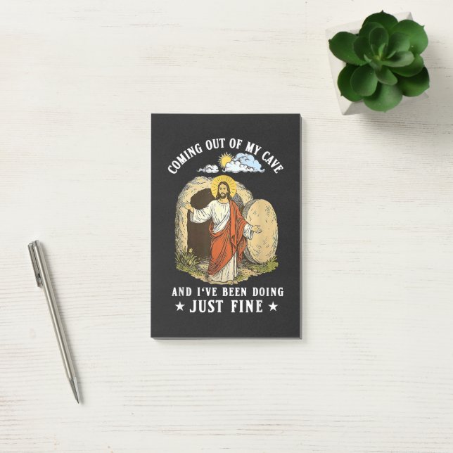 Jesus kommt aus meiner Höhle  Post-it Klebezettel (Büro)