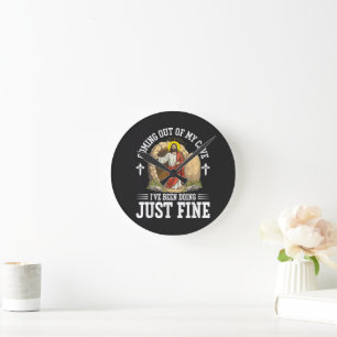 Jesus kommt aus meiner Höhle Runde Wanduhr