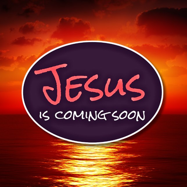 Jesus kommt bald auf dem Vinyl-Sticker nach Maß Aufkleber (Jesus Is Coming Soon Custom-Cut Vinyl Sticker)