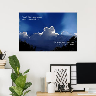 Jesus kommt in der Wolken Inspiration Poster