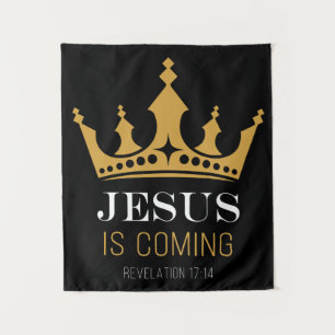 JESUS kommt - Offenbarung 17:14 Christlicher Glaub Wandteppich