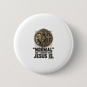 Jesus kommt zurück Löwe Kreuz Christliches T-Shirt Button
