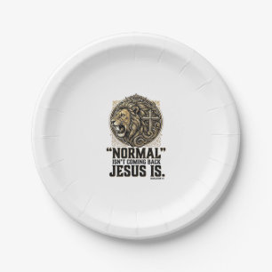 Jesus kommt zurück Löwe Kreuz Christliches T-Shirt Pappteller