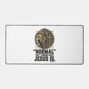 Jesus kommt zurück Löwe Kreuz Christliches T-Shirt Schreibtischunterlage