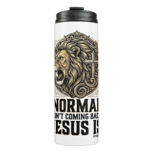 Jesus kommt zurück Löwe Kreuz Christliches T-Shirt Thermosbecher