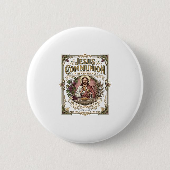 Jesus Kommunion Jesus Kommunion Christlicher Glaub Button (Vorderseite)