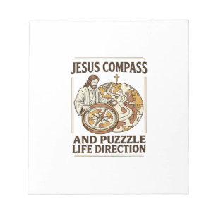 Jesus Kompass und Puzzle Lebensrichtung Jesus Komp Notizblock