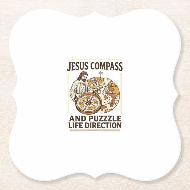 Jesus Kompass Und Puzzle Lebensrichtung Jesus Komp Untersetzer (Vorderseite)