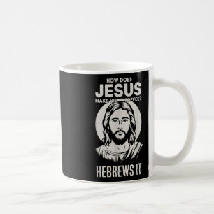 Jesus konfrontiert, wie Jesus seinen Kaffee zu heb Kaffeetasse