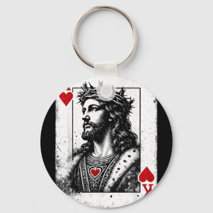 Jesus König der Herzen Retro religiöse Kartenspiel Schlüsselanhänger