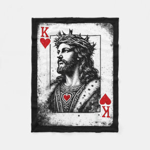 Jesus König der Herzen Retro religiöses Kartenspie Fleecedecke