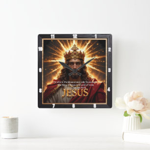 Jesus König Krone Herrscher Herrlichkeit Sonnenstr Quadratische Wanduhr