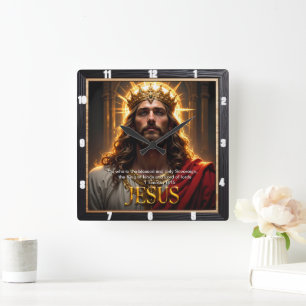 Jesus König Krone Herrscher Majestät Robe Quadratische Wanduhr
