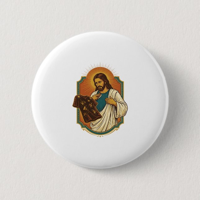 Jesus Kreide bedeckte schwarze Gym-Kleidung Chaos  Button (Vorderseite)