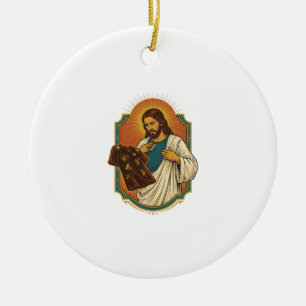 Jesus Kreide bedeckte schwarze Gym-Kleidung Chaos  Keramik Ornament