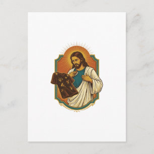 Jesus Kreide bedeckte schwarze Gym-Kleidung Chaos Postkarte