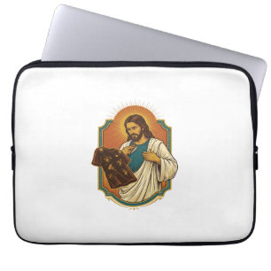 Jesus Kreide bedeckte schwarze Turnhosen Unordnung Laptopschutzhülle