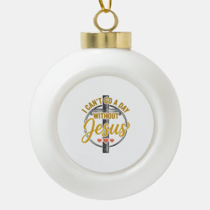 Jesus Kreuz Christliche Typografie-Shirt-Design_1 Keramik Kugel-Ornament