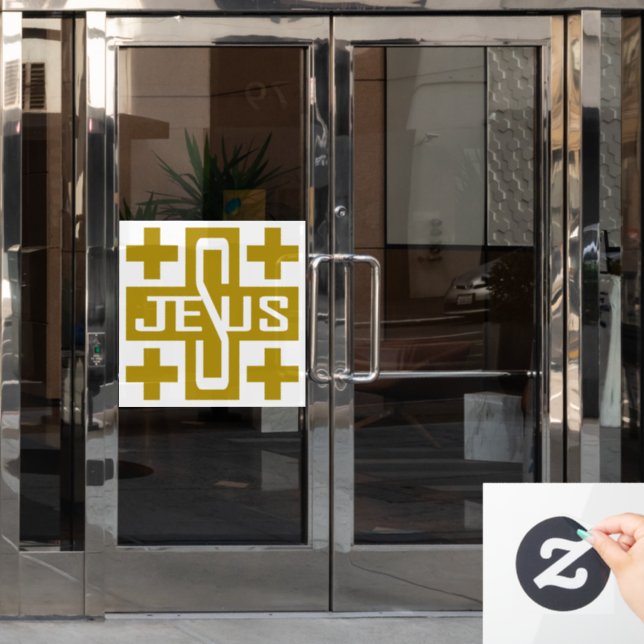 Jesus' Kreuz Fensteraufkleber (Büro Tür)