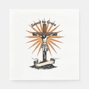 Jesus Kreuz Glaube Vintage Gravur Christliches T-S Serviette