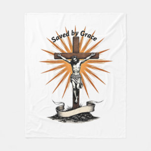 Jesus Kreuz Glauben Vintage Gravur Christliches T- Fleecedecke