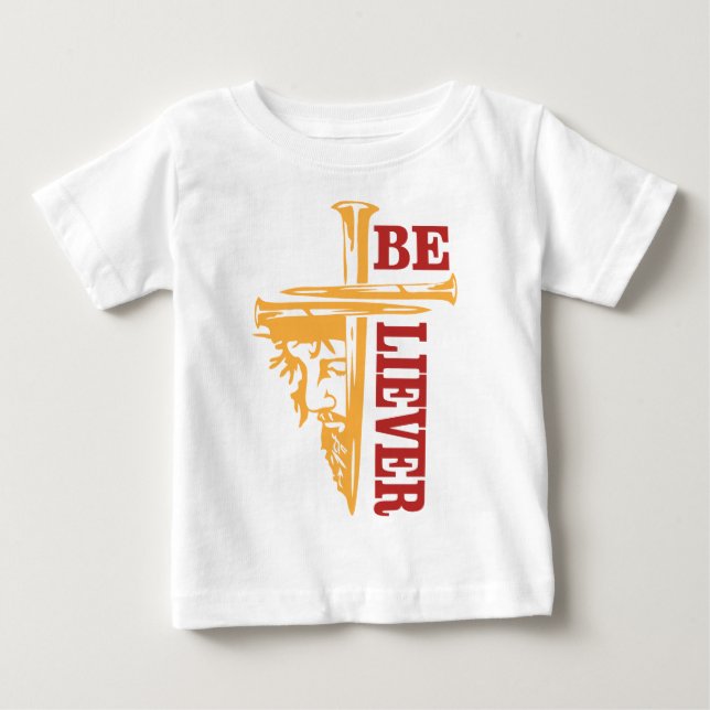 Jesus-Kreuz-Nagel-Design – Mächtiger Christlicher  Baby T-shirt (Vorderseite)