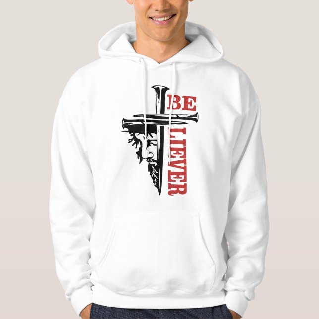 Jesus-Kreuz-Nagel-Design – Mächtiges Christentum Hoodie (Vorderseite)