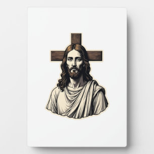 Jesus Kreuz Portrait Vintage Gravur Shirt 2 Fotoplatte