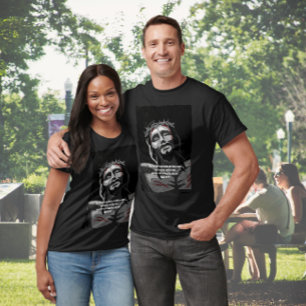 Jesus Kreuzigung Art Noir Bibelvers Schwarze T-Shirt