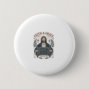 Jesus Kreuzstich Vintage-Shirt Christliches Grafik Button