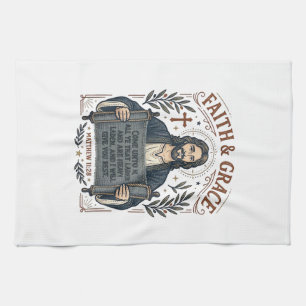 Jesus Kreuzstich Vintage-Shirt Christliches Grafik Geschirrtuch