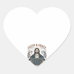 Jesus Kreuzstich Vintage-Shirt Christliches Grafik Herz-Aufkleber