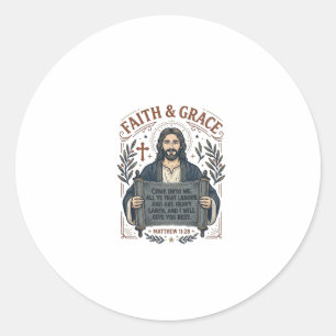 Jesus Kreuzstich Vintage-Shirt Christliches Grafik Runder Aufkleber