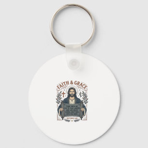 Jesus Kreuzstich Vintage-Shirt Christliches Grafik Schlüsselanhänger